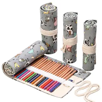 

Pencil Case Canvas Pencil Wrap For Colored Pencil Pencil Roll Holder For Artist Adult Coloring Travel Portable Storage Organizer