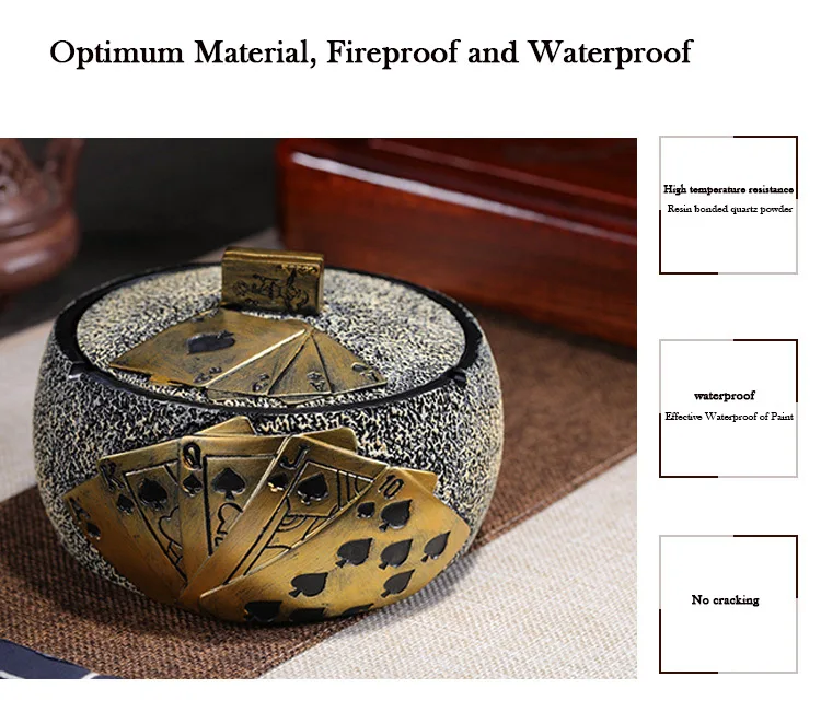 Креативный подарок смолы для покерной пепельницы с или без крышки для украшения комнаты покера
