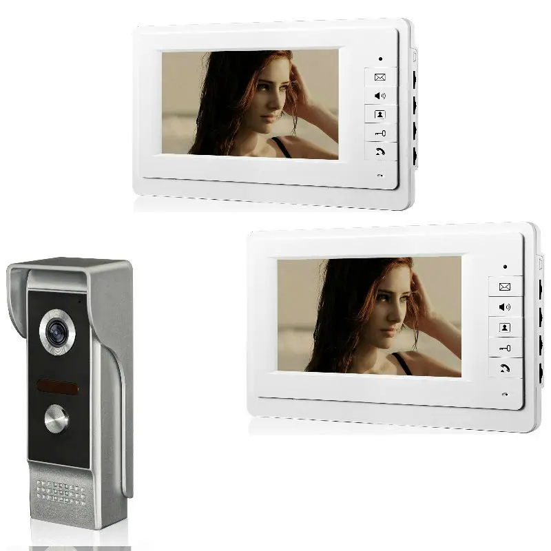 

Visual Intercom Doorbell 7'' TFT LCD Wired Video Door Phone System Indoor Monitor 700TVL Outdoor IR Camera Support Unlock