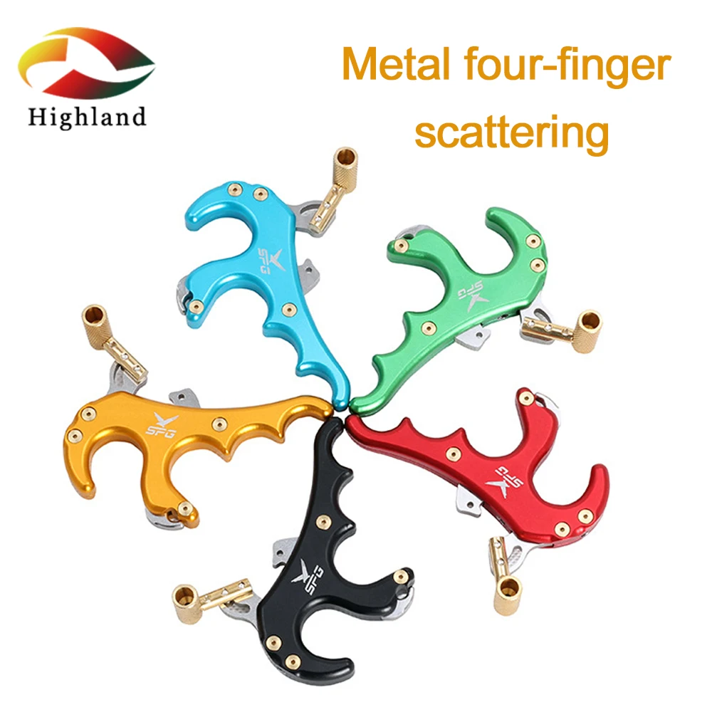 

Archery Scattering Hunting Archery Bow Accessories 4 Finger Bow Release Aid Archery Caliper Arrow Trigger for Compound Bow