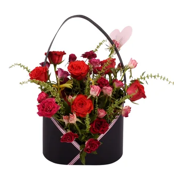 

Flowers Carry Bag Kraft Paper Bags Rectangular Flower Box With Handle Waterproof PVC Bouquet Florist Rose Party Decoration Boxes