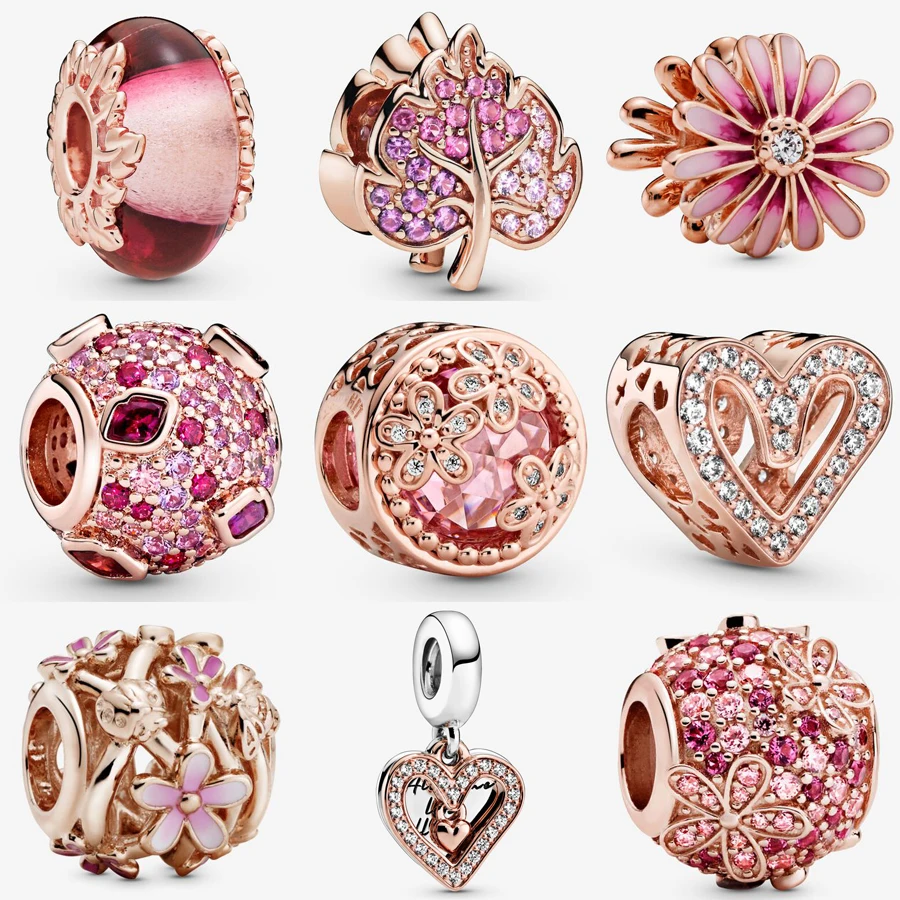 Real 925 Sterling Silver Rose Gold Kiss 