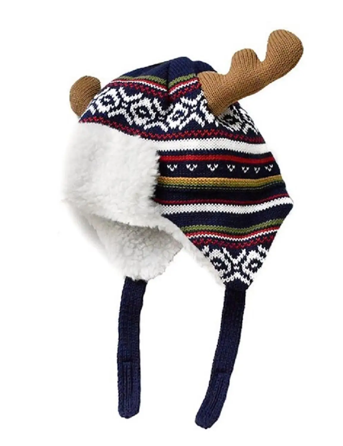 Милые модные детские зимние шапки для маленьких мальчиков и девочек; теплые хлопковые вязаные рождественские шапки-ушанки с рогом лося