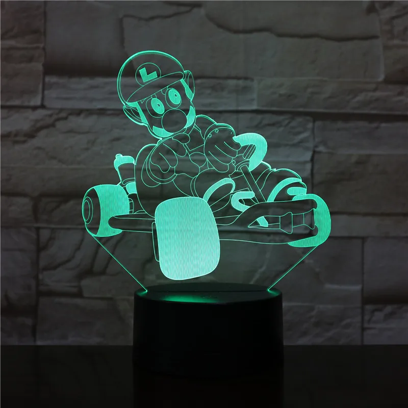 3D-2493 Марио гонки 7/16 цветов Chang светодиодный 3d-ночник сон Спальня Декор лампа любовь подарок на день Святого Валентина