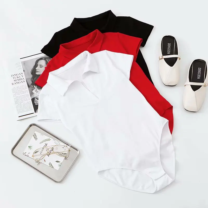 AliExpress, женская одежда, EBay, сексуальный, глубокий, vpolo, отложной воротник, приталенный, цельный, короткий рукав, футболка, комбинезон, Топ