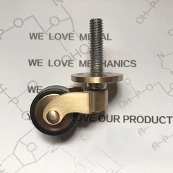 4PCS/Lot Brass Swivel Casters Heavy Duty Thread Rod Casters Wheels with Black Rubber Coated for Chairs, Tables, Furniture