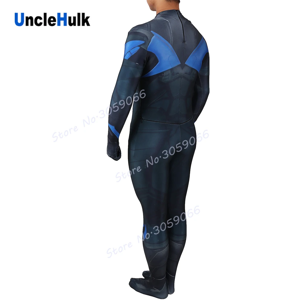 Костюм nightwing костюм черный и синий спандекс боди SH0808 | UncleHulk|Костюмы из фильмов ТВ|