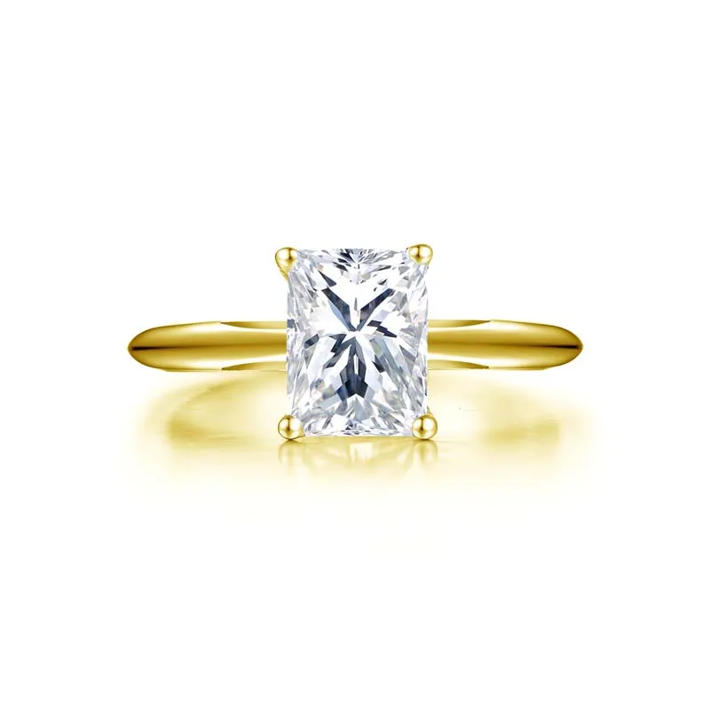 AINUOSHI Мода прямоугольник кольцо 14K насыщенный Белый/желтый Золотое кольцо 1,5 карат SONA Diamond свадебное обручальное женское кольцо
