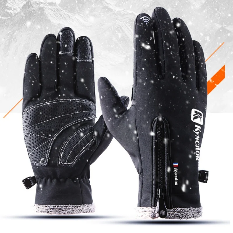 

AISPORT New Waterproof Fleece Men Women Ski Gloves Wind-proof Thermal Touch Screen Outdoor Sport Cycling Snowboard Gloves