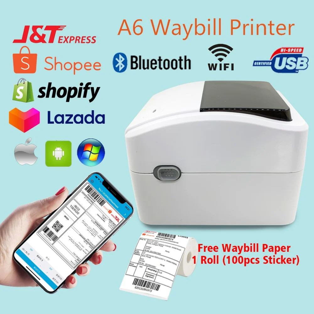 4 Inch Desktop Thermal Shipping Label Printer Width 25-115mm Barcode Printer Support QR Code ePacket Express Waybill mini portable printer for phone