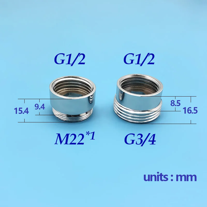 WASOURLF G1/2 с внутренней резьбой 3/4 M22 с наружной резьбой, адаптер, латунный хромированный соединитель для душа, ванной, кухни, шланг, аксессуары