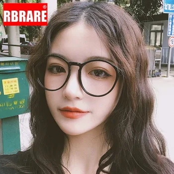 

RBRARE Round Glasses Frame Women Transparent Lens Oversized Plastic Frame Reading Glasses Retro Reading Mirror Gafas Para Leer