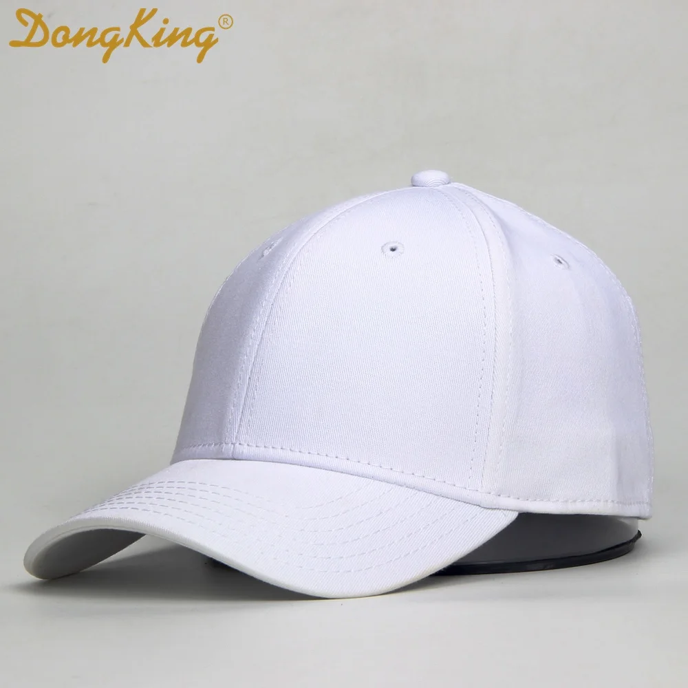 DongKing, новинка, гибкая Кепка, одноцветная, облегающая, хлопковая, бейсбольная кепка, s, эластичная, пота, оригинальная, Классическая, шляпа от солнца, изогнутый козырек, нормальная - Цвет: White