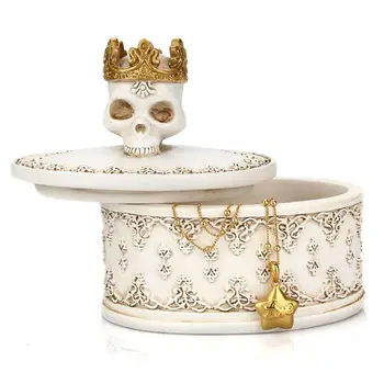

Gothic Retro Mini Storage Box Skull Crown Jewelry Organizer Desktop Decoration