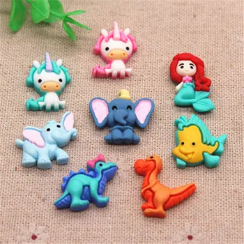 

20pcs Cute Resin Cartoon Dinosaur/Unicorn/Elephant/Fish Flatback Cabochons Miniature Art DIY Craft/Hair Clip Decoration