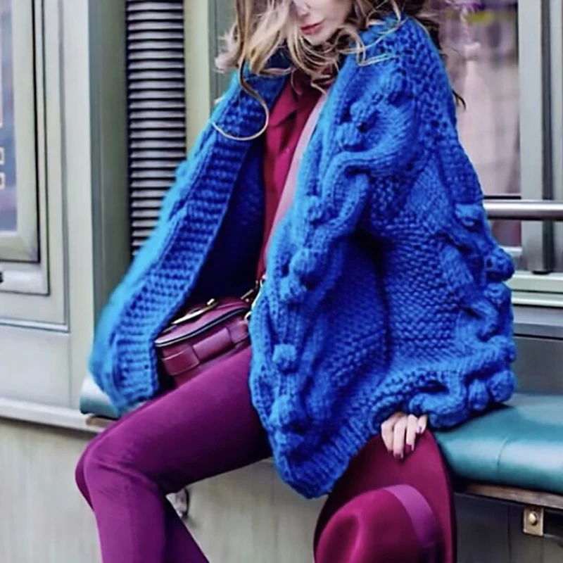 Blue color Индивидуальный вязаный свитер, свободный крой, шарф, воротник, длинный рукав, Женская Новая мода, подходит ко всему, Осень-зима S211 - Цвет: Blue color