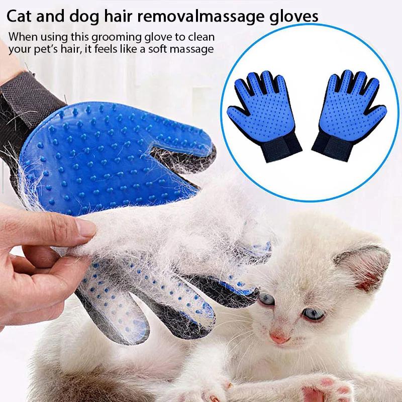 Perro guante de aseo para mascotas de los gatos peine cepillo Deshedding pelo guantes perros limpieza de baños animales de peines removedor de pelusa