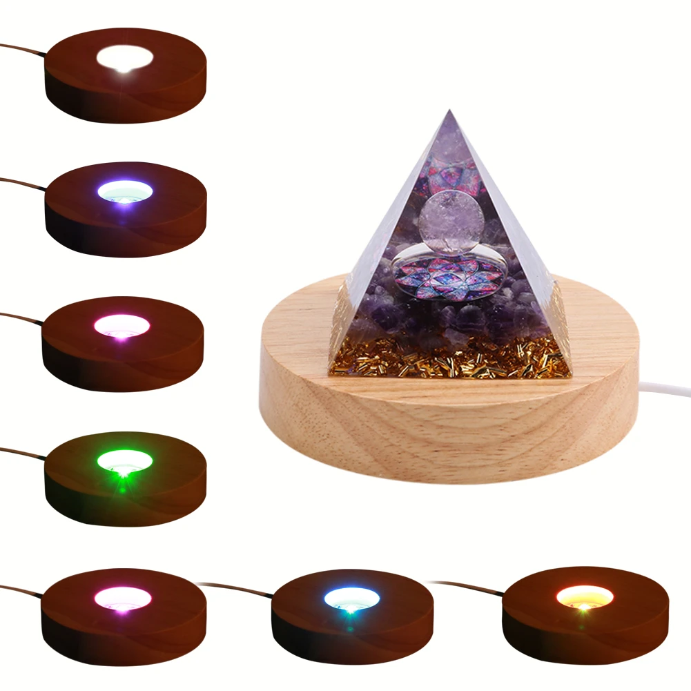 Piramide Meditatie Ronde Houten Led Display Stand Night Lamphouder Tafellamp Base Desktop Handwerk Ornamenten|Lampvoet| - AliExpress