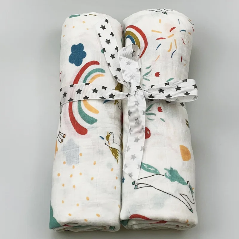 8 2pcs/set Newborn Baby Blanket Cotton Blanket Cartoon Pattern Multi-use Infant Stroller Cover Towel Baby Muslin Swaddle Wrap - Цвет: 8