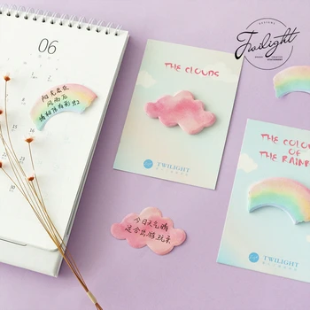 

1 Pcs Cute Kawaii Twilight Rainbow Clouds Sticky Notes Memo Pad Post Stationery Office School Supplies Planner Sticker
