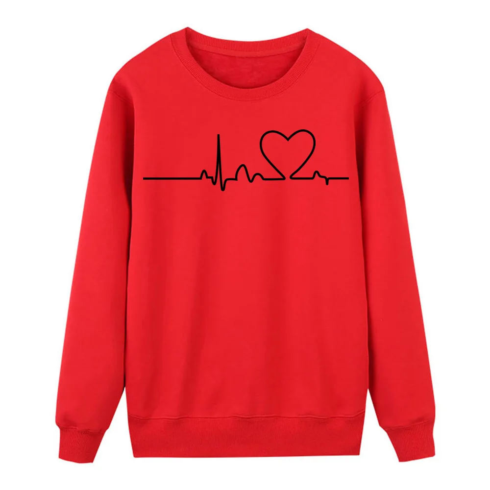 Heartbeats Kawaii Новые простые Стильные толстовки женские флисовые весенние зимние повседневные Пуловеры горячая Распродажа милые свободные толстовки