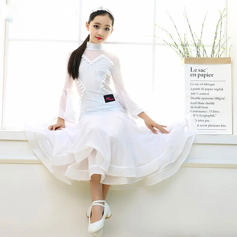 D0803 vestido de baile de salón para niñas, vestido blanco moderno para  adolescentes, reglas para servir, traje de baile estándar nacional de manga  larga|Salón de baile| - AliExpress