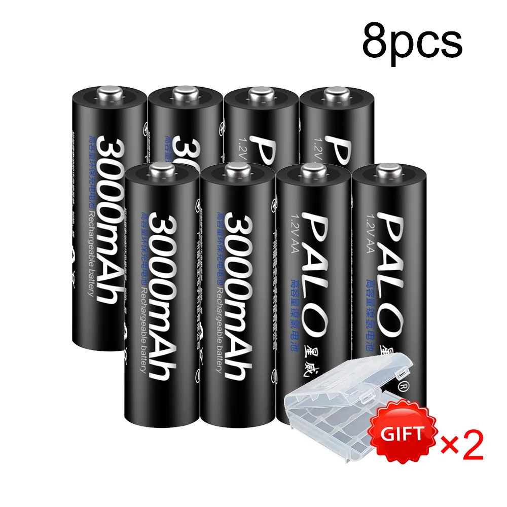8PCS PALO оригинальные 1,2 V AA перезаряжаемые батареи 3000mAh Ni-MH AA перезаряжаемая батарея для камеры анти-падения игрушечного автомобиля - Цвет: 8PCS