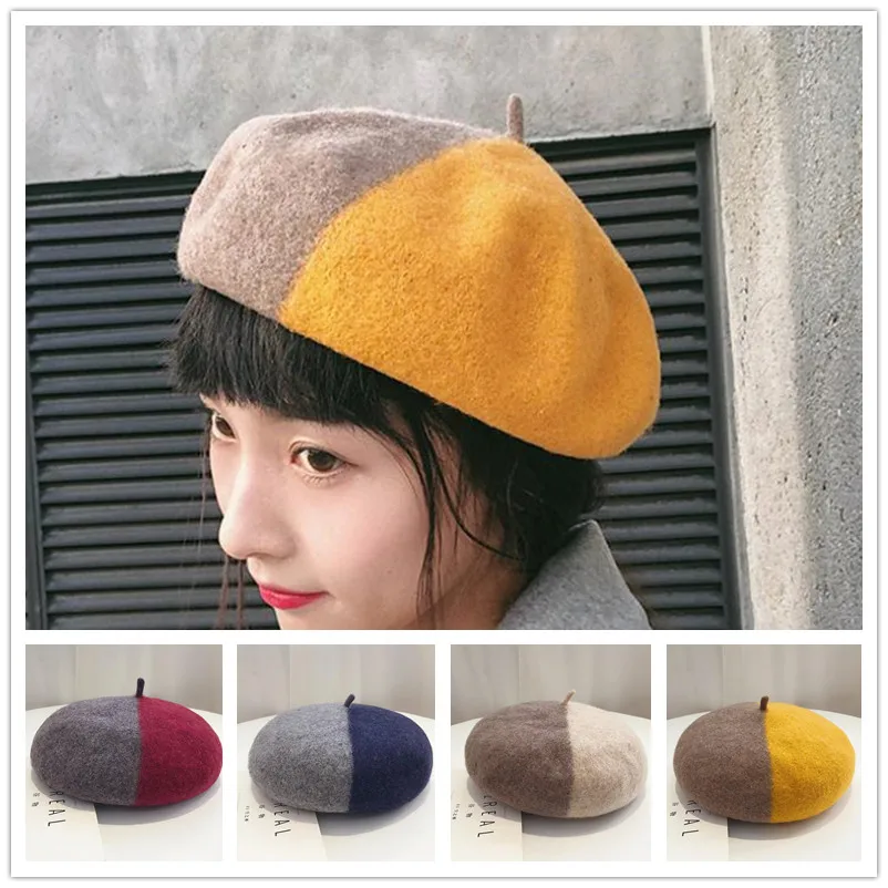 Женский шерстяной берет в стиле милого художника осенне-зимние утолщенные