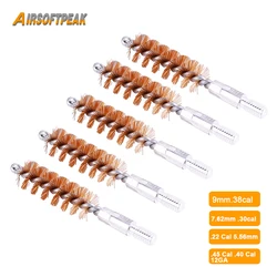 Kit de escovas de limpar pistola de bronze tático, 5 peças rosca 8 32 para. 38cal/30cal/, 22cal/.45cal/12ga/40ga