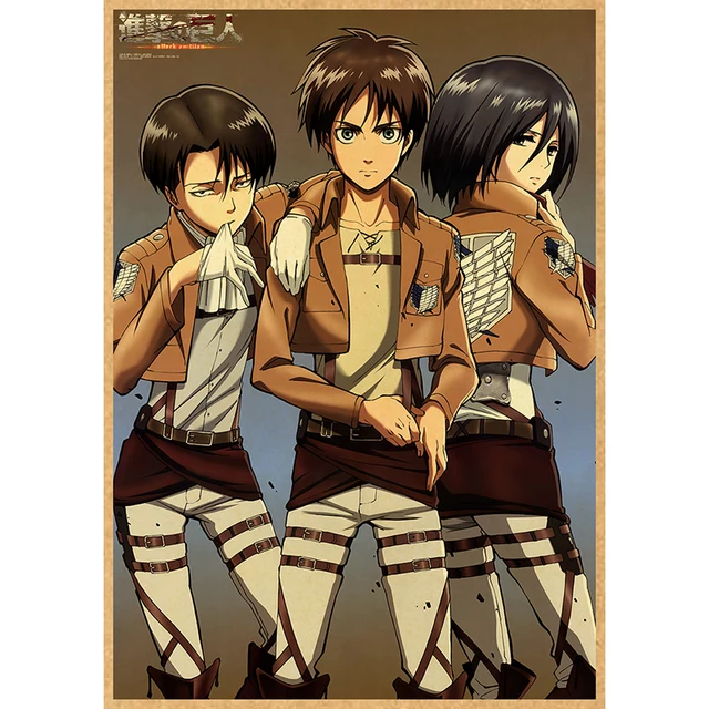 Attack on Titan Anime Poster Decor For Home Posters Room Wall Pictur Kraft Paper Retro And Prints Art Bar Cafe Stickers 27