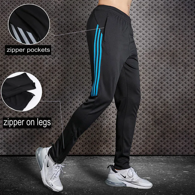 Men Running Pants Soccer Training Pants With Zipper Pocket Football Trousers Jogging Fitness Pants Workout Sport Pants