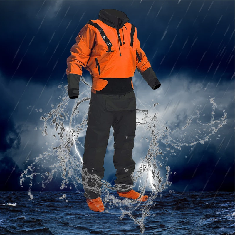 3.0ply Kayak Dry Suit 2021 Waterproof With Latex Orange Drysuit Fullsuit for Men Expedition Paddling Rafting SUP Adventure | Спорт и