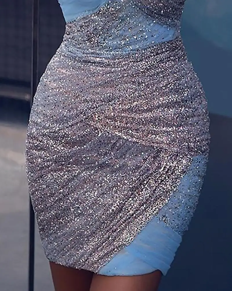 Женское сексуальное блестящее Бандажное асимметричное Сетчатое лоскутное мини-платье облегающее коктейльное вечерние платье