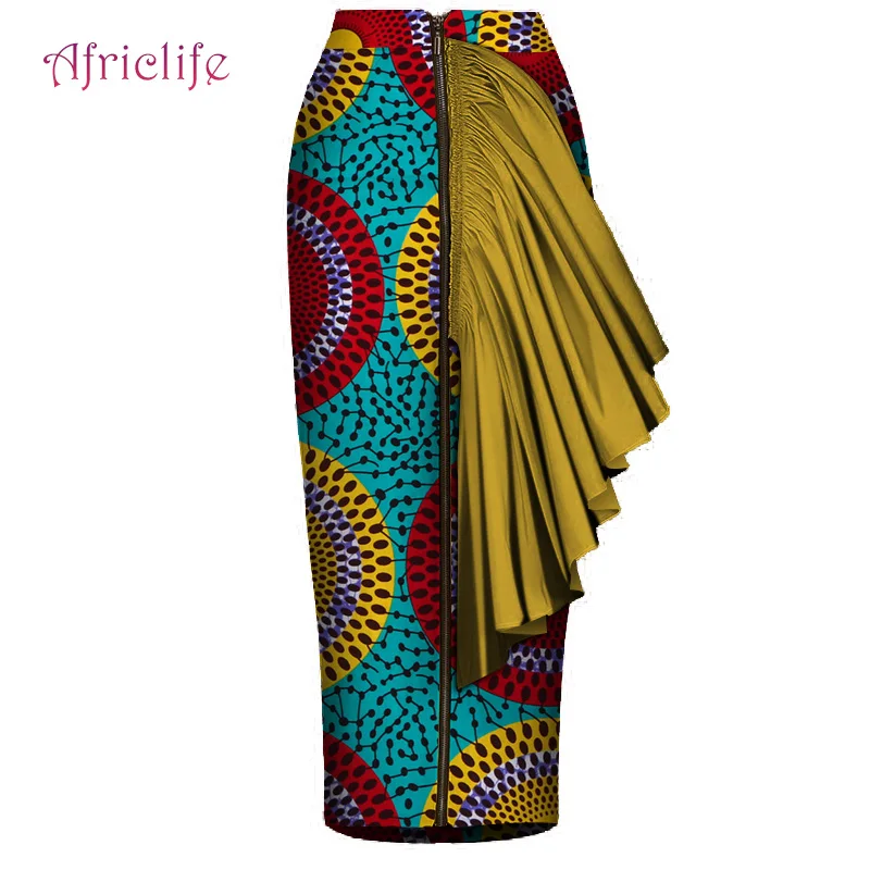 Лидер продаж Новые африканские женские на заказ до середины икры Длина юбка сексуальный стиль Африканский блейзеры с принтом платье