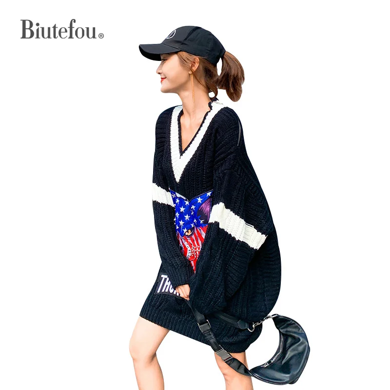 

2019 Autumn warm loose long sleeve sweaters fashion embroidery beading patch designs sweaters
