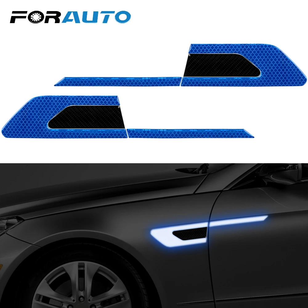 

FORAUTO 2 Pcs/set Car Reflective Stickers Safety Warning Strip Tape Car Bumper Decoration Auto Door Sticker Decal Car-styling