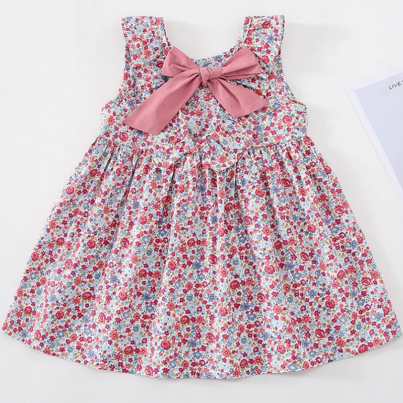 

2020 Girls Floral Dress 2020 Summer New Girls Doll Collar Sleeveless Cotton Children'S Clothes Comfortable Princess Fairy Dress