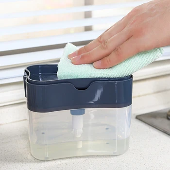

Soap Dispenser Soap Pump Sponge Caddy New Creative Kitchen 2-in-1 Manual Press Liquid Soap Dispenser With Washing Sponge