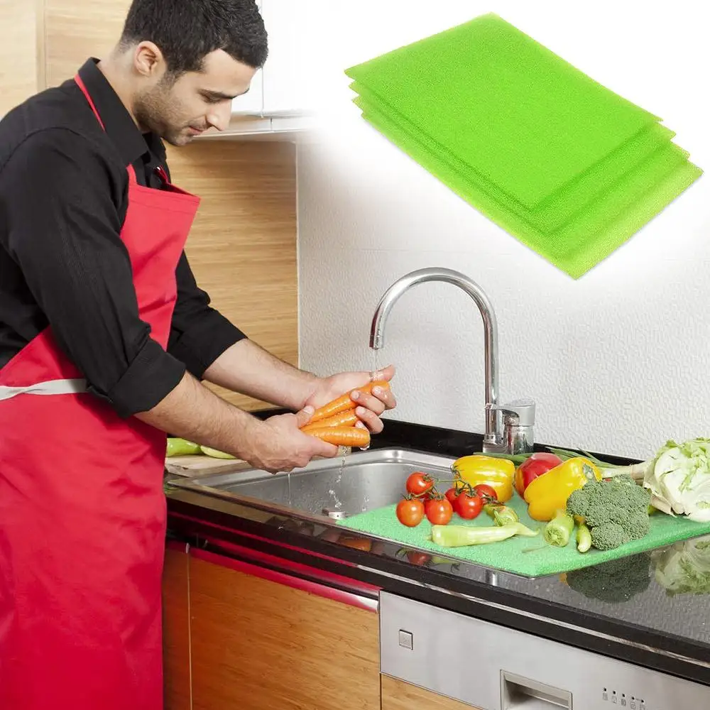 4 шт холодильник фрукты овощи свежие-сохраняя губки коврик сохраняет продукты свежие фрукты хранения заставка моющийся холодильник коврик-вкладыш