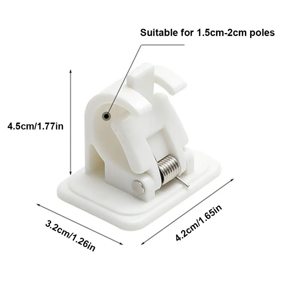 

2Pcs Self-Adhesive Wall Mounted Shower Hooks Curtain Rod Fixed Clip Hanging Rack Kitchen Storage Supplies Curtain Rod Bracket