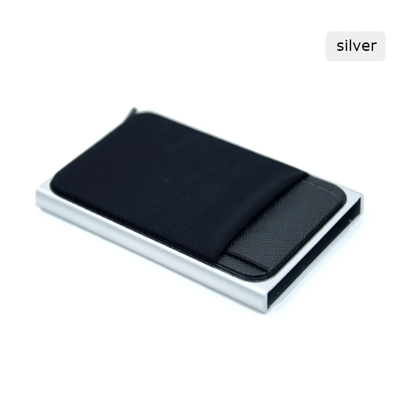 Мужской Бизнес алюминиевый наличный ID держатель для Карт RFID Блокировка тонкий металлический кошелек портмоне Чехол для карт кошелек для кредитных карт rfid кошелек - Цвет: Серебристый