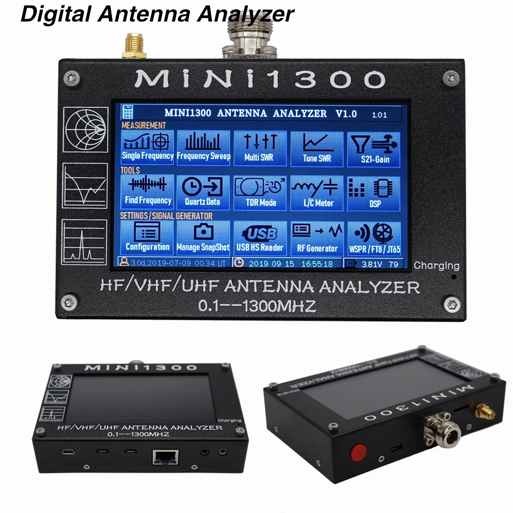 100% Оригинальный анализатор SWR антенны MiniI1300 HF/VHF/UHF антенный 4 3 &quotсенсорный ЖК