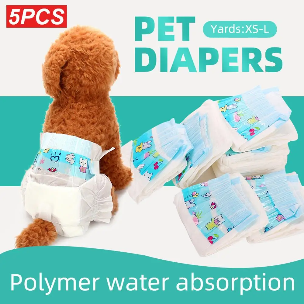 

Dog Diapers Diaper Disposable Leakproof Nappies Puppy Super Absorption Wrap Diaper Multi-layer Structure Pets 5counts/pack CSV