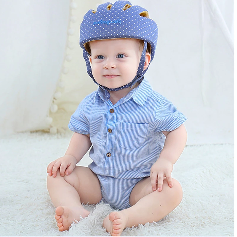 Boys Girls Winter Baby Hat Cotton Mesh Safety Baby Protective Helmet Learn To Walk Soft Adjustable Anti-Collision Children's Cap accessoriesdoll baby accessories