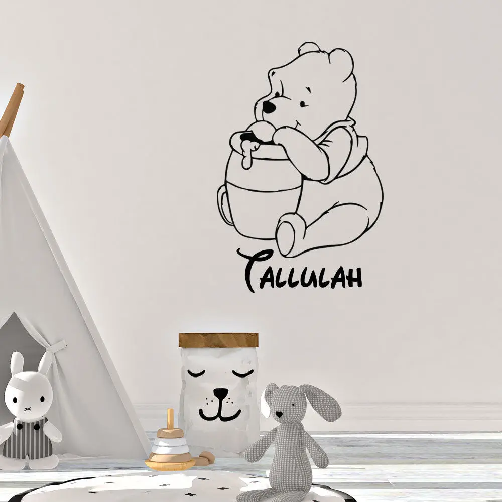 Disney Winnie the Pooh Wall Decals Custom Name Girls Boys Children Baby Nursery Art Home Decor stickers for kids rooms Poster