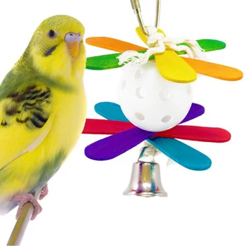 

Parrots Toys And Bird Accessories For Pet Toy Swing Stand Hollow Bell Ball Parakeet Cage African Grey vogel speelgoed parkiet