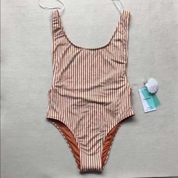 

Vintage women striped yellow swimwears 2020 summer fashion ladies high quality swimwear female chic