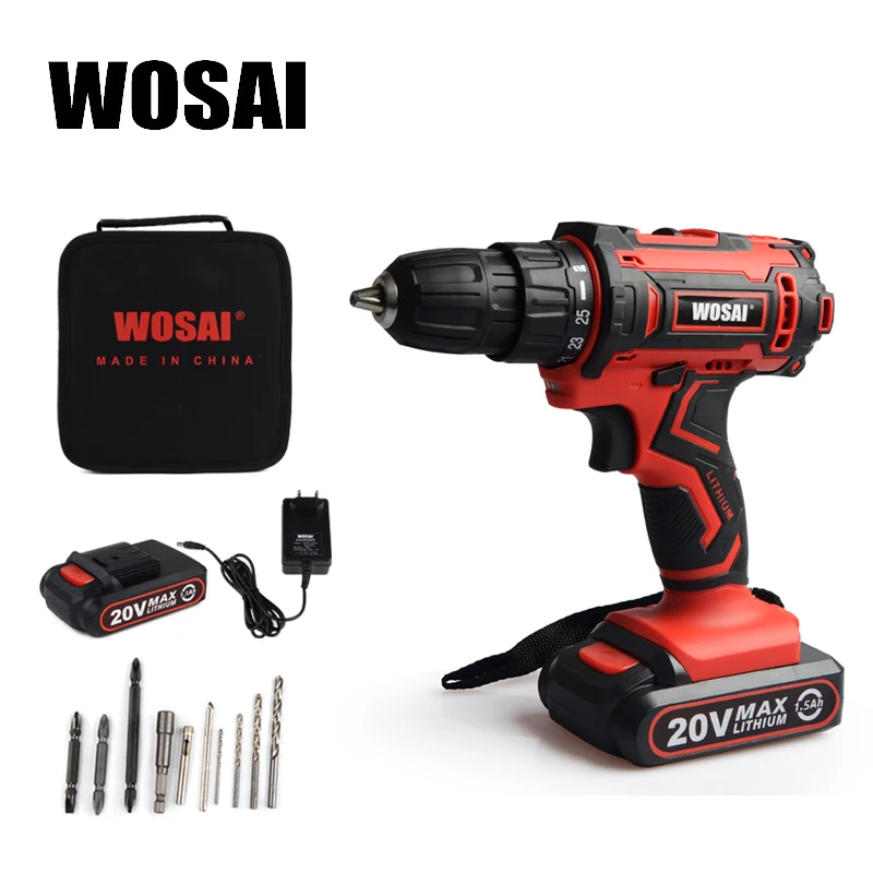 

WOSAI 20V Cordless Screwdriver Electric Screwdriver Cordless Drill Power Tools Handheld Drill Lithium Battery Charging Drill