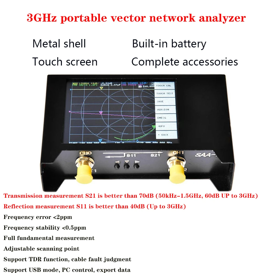 

SAA2N 4 inch 50kHz-3GHz Vector Network Antenna Shortwave Analyzer vector network analyzer NanoVNA V2 antenna analyzer SAA2 2.8