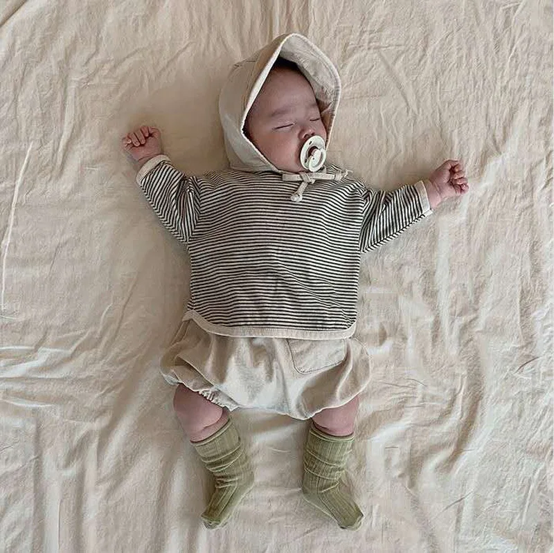 Infant Girls Soft Cotton Long Sleeve T-shirt Baby Cute Striped Bottoming Shirt Toddler Boys Tops